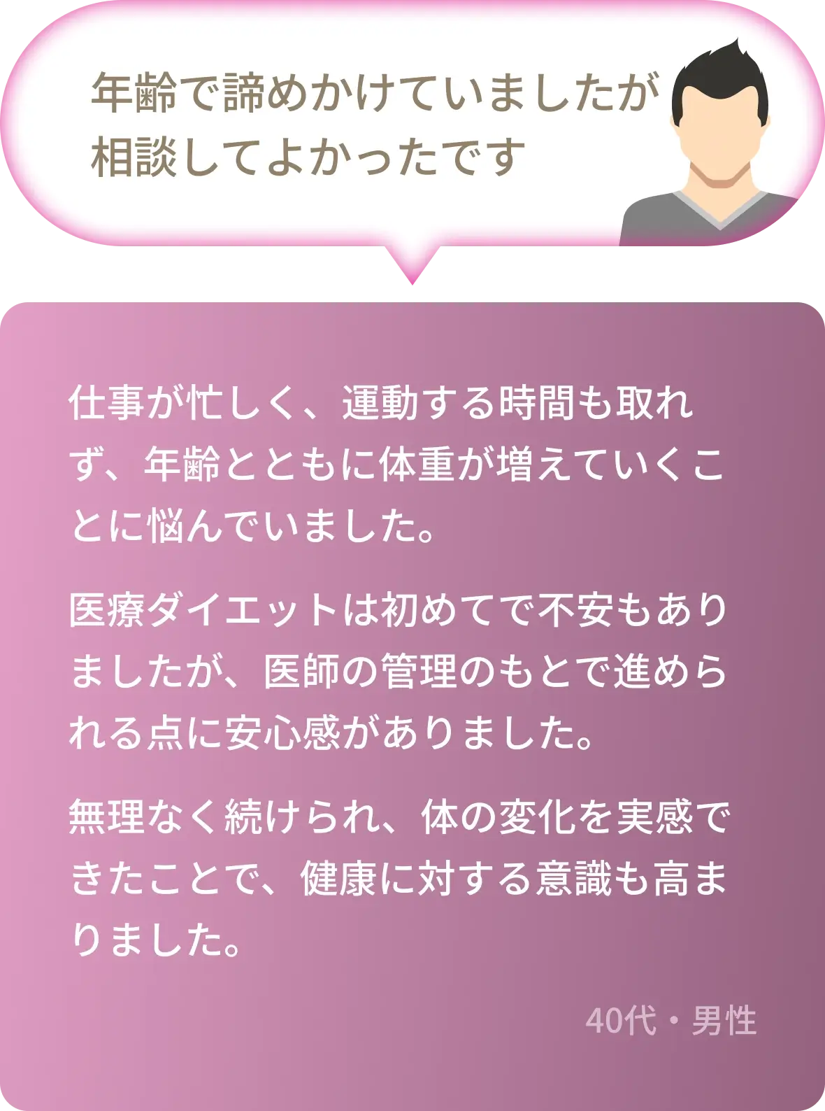 年齢で諦めかけていましたが相談してよかったです